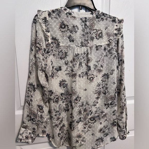 Express Portofino Shirt. Size Medium - Off White Sheer Button Floral Slim Fit - Picture 7 of 8